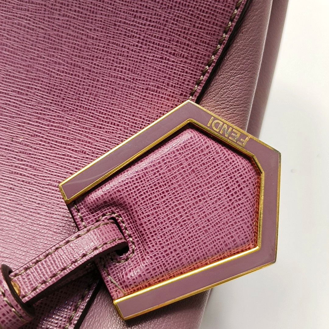 FENDI 2 Jours Small size Purple Leather Crossbody Handbag Single Shoulder Silver Hardware Removable shoulder strap-(SKU)-947556530