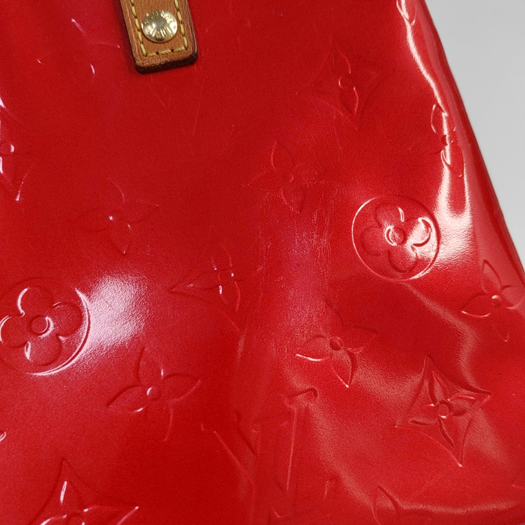 LOUIS VUITTON READE Small size Red Patent Leather Embossed Handbag Golden hardware-(SKU)-943110469