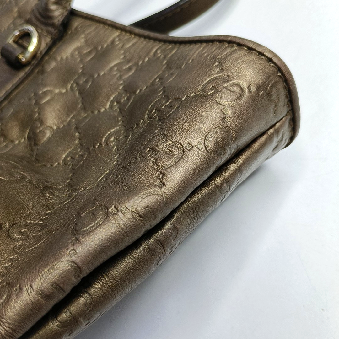 GUCCI Heart Bit Brown cowhide monogram textured handbag, crossbody bag Golden hardware-(SKU)-953515962