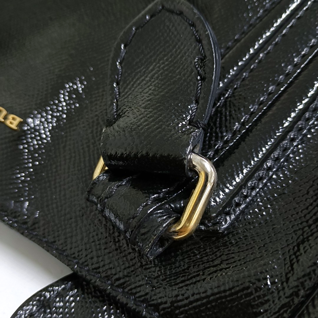 BURBERRY Somerford Black Leather Stud Single Shoulder Handbag Golden Silver Hardware Removable shoulder strap-(SKU)-960988293
