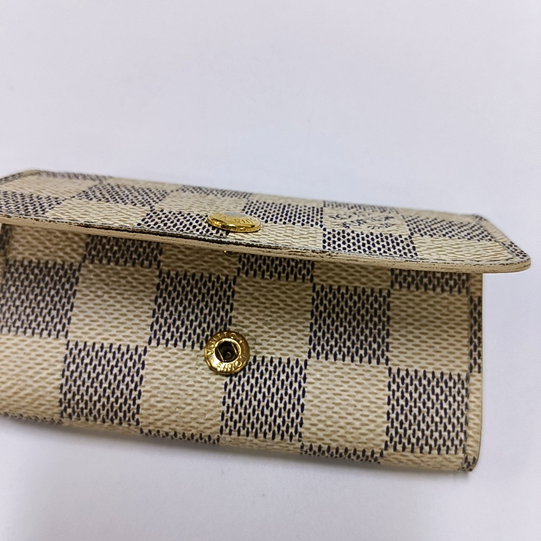 LOUIS VUITTON White Coated Canvas Checkerboard Key Case Golden hardware-(SKU)-955829929
