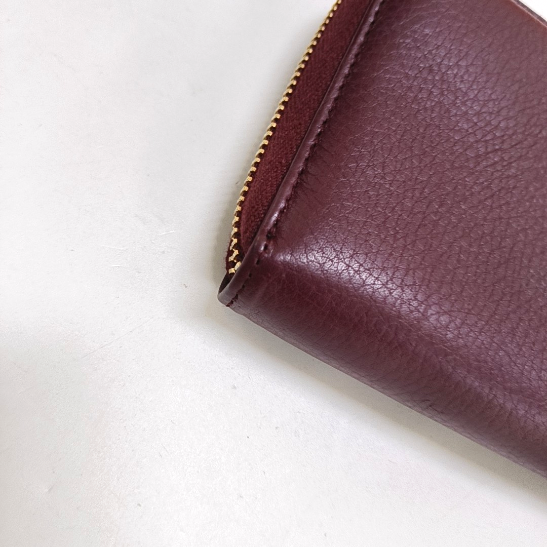 GUCCI Bamboo 1947 Burgundy Cowhide Bamboo Fringe Wallet Golden hardware-(SKU)-960308481