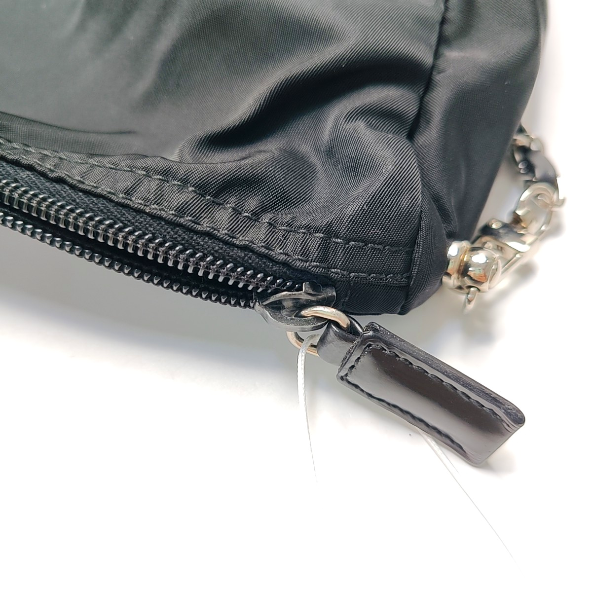 PRADA Black Nylon Logo Clutch Golden Silver Hardware-(SKU)-952132561