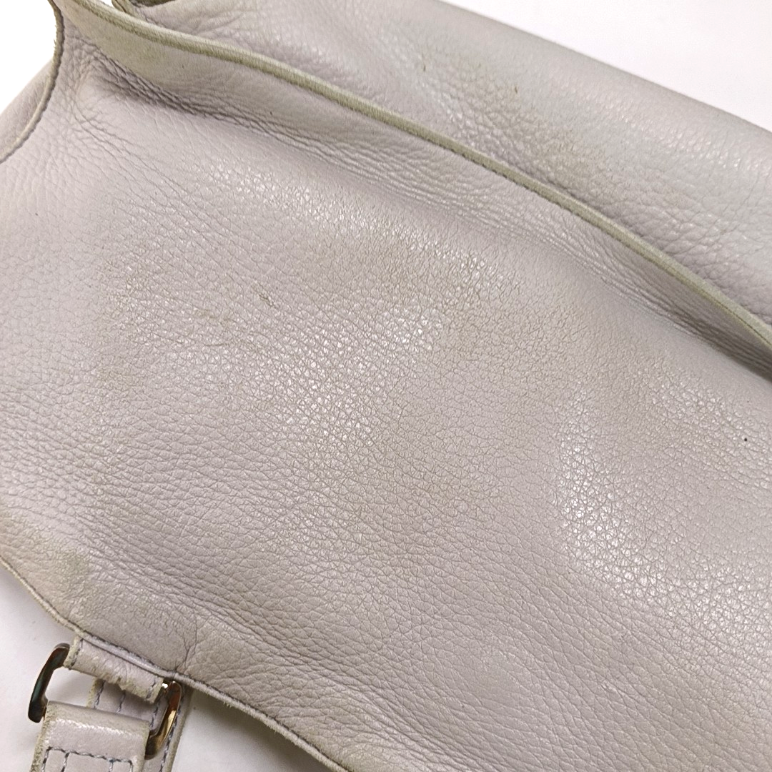 CELINE White Leather Tote Bag Single Shoulder Bag Silver Hardware-(SKU)-947607989