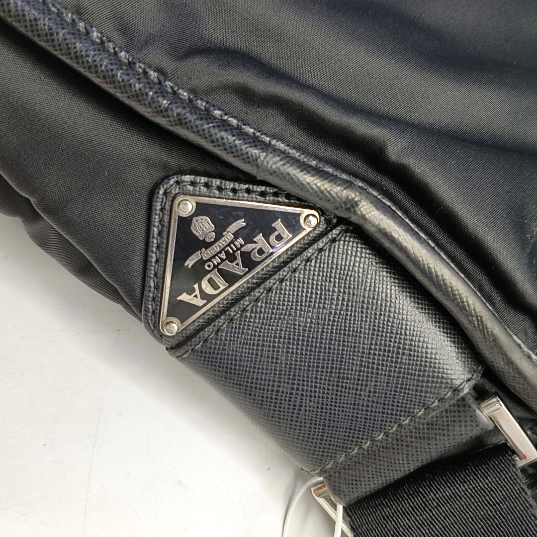 PRADA Black Nylon Single Shoulder Bag Crossbody Bag Silver Hardware-(SKU)-954414851
