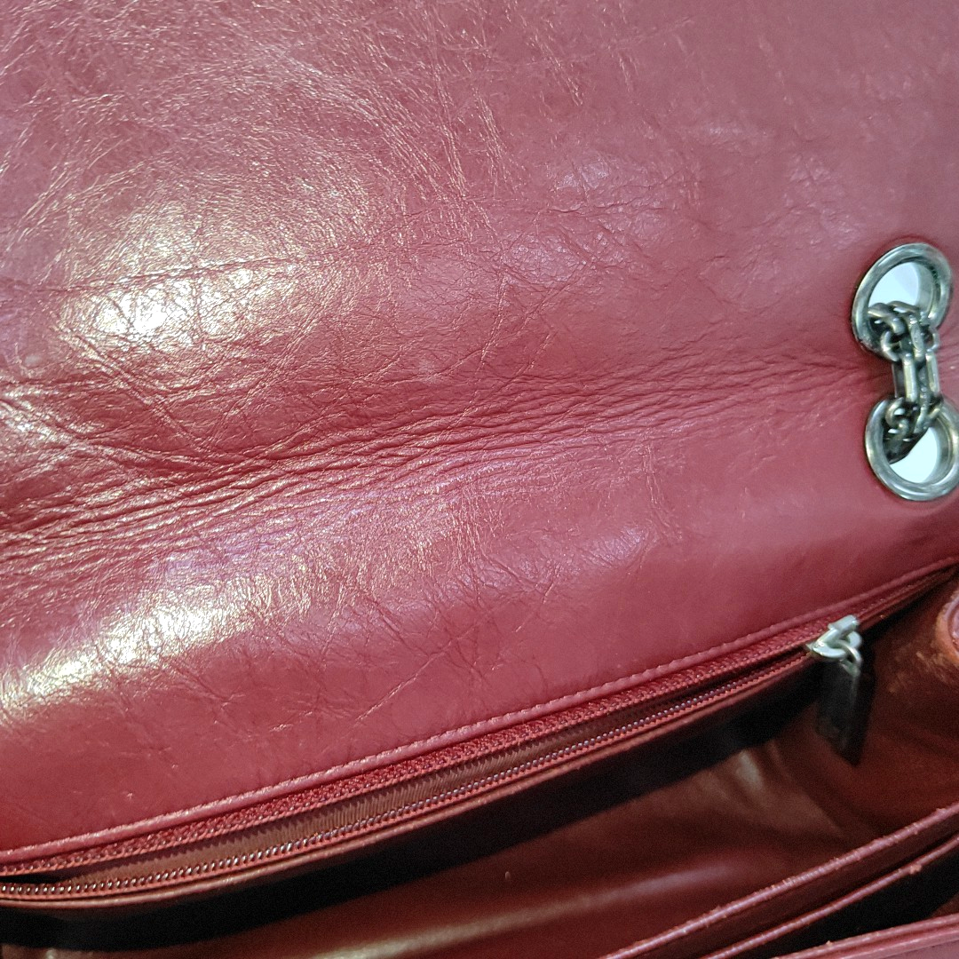 CHANEL 2.55 Red Calfskin Quilted Crossbody Shoulder Bag Black Hardware 16 Flap-(SKU)-961723854