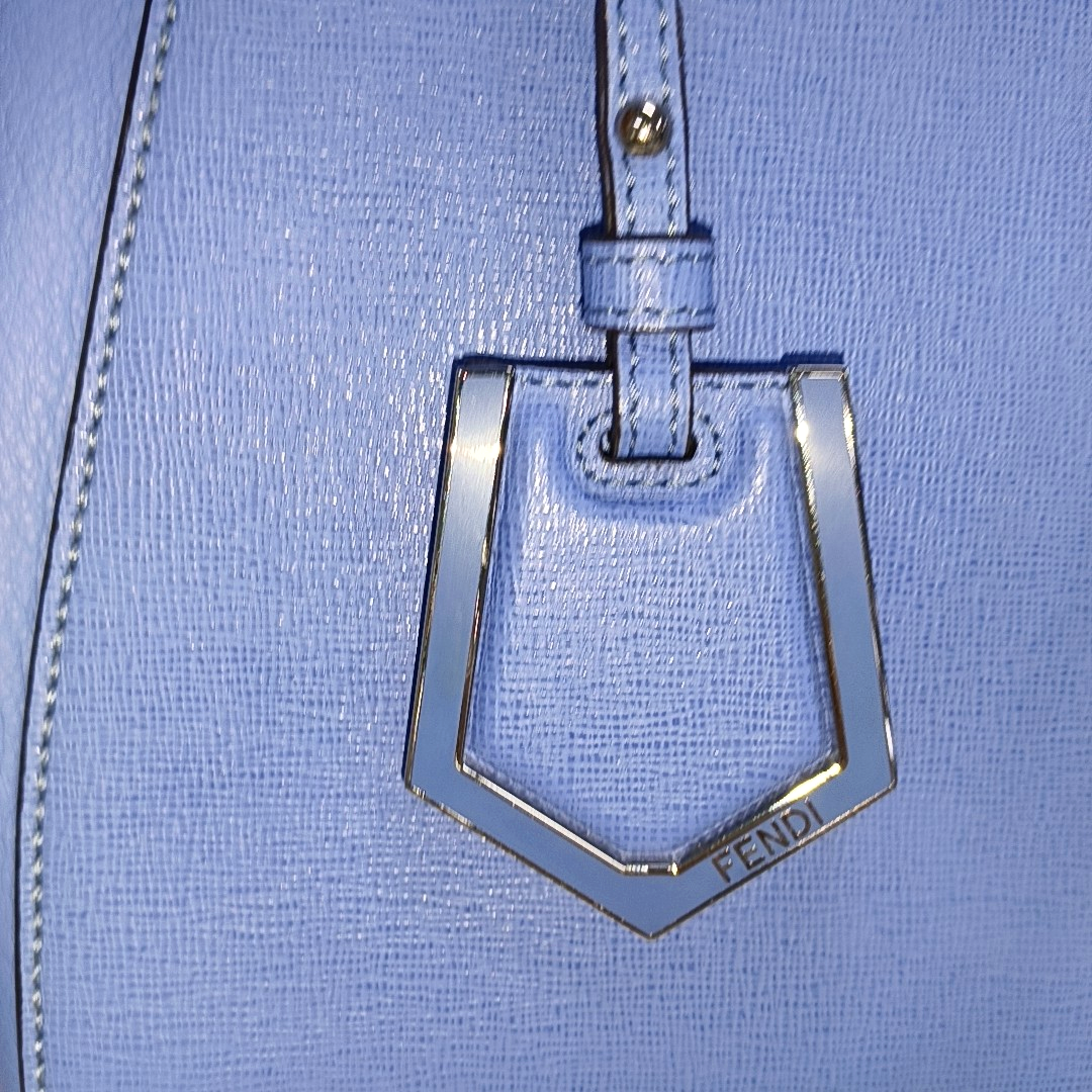 FENDI 2 Jours Small size Blue cowhide crossbody, handbag, shoulder bag Silver Hardware Removable shoulder strap-(SKU)-14510368