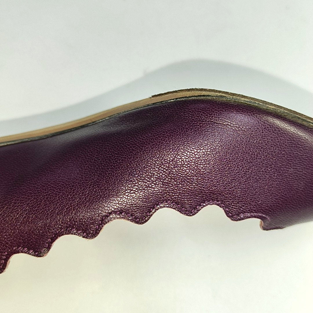 Chloé 36.5code Beige Purple Leather Women's Mid-Heel Shoes-(SKU)-931056943