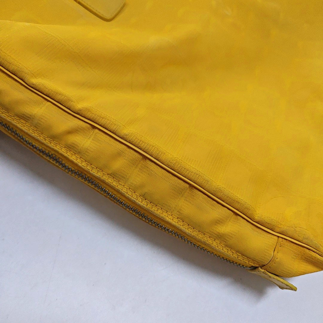 CHANEL TRAVEL LINE Yellow Canvas Ice Grid Jacquard Handbag Silver Hardware 7nan-(SKU)-948075936