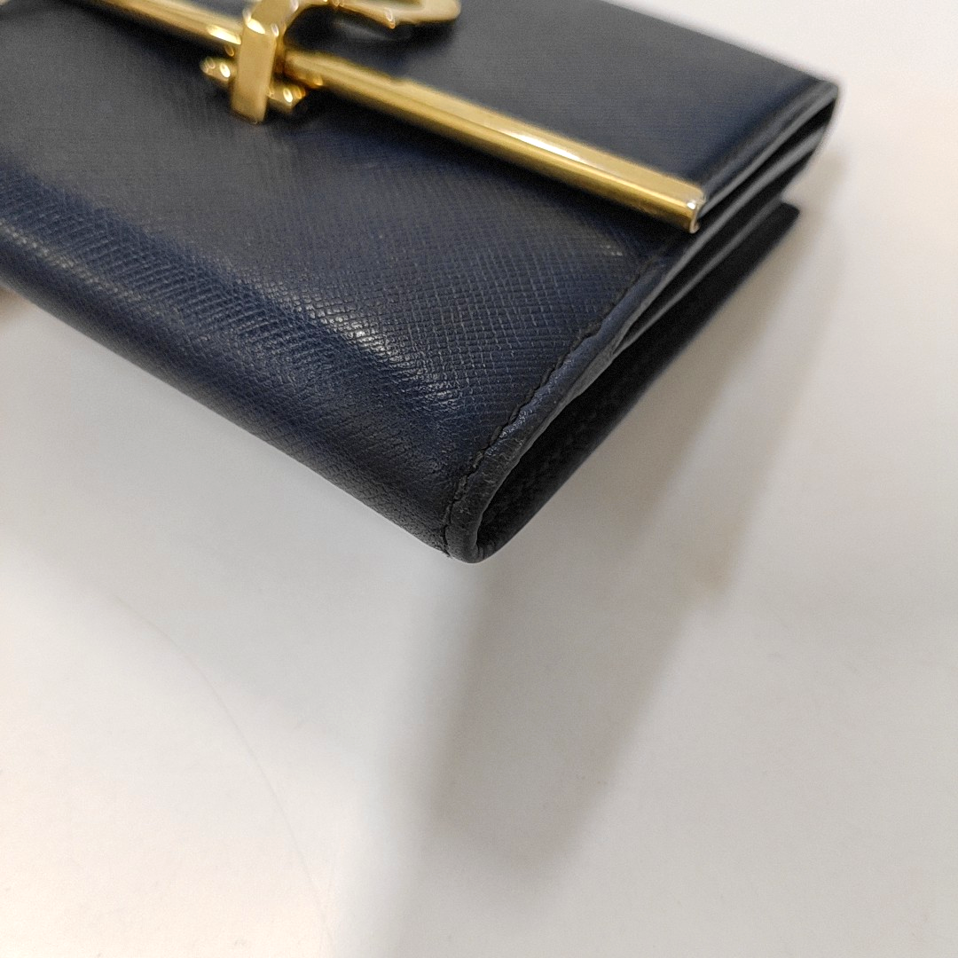 FERRAGAMO Gancio Blue Cowhide Embossed Wallet Golden hardware-(SKU)-942092441