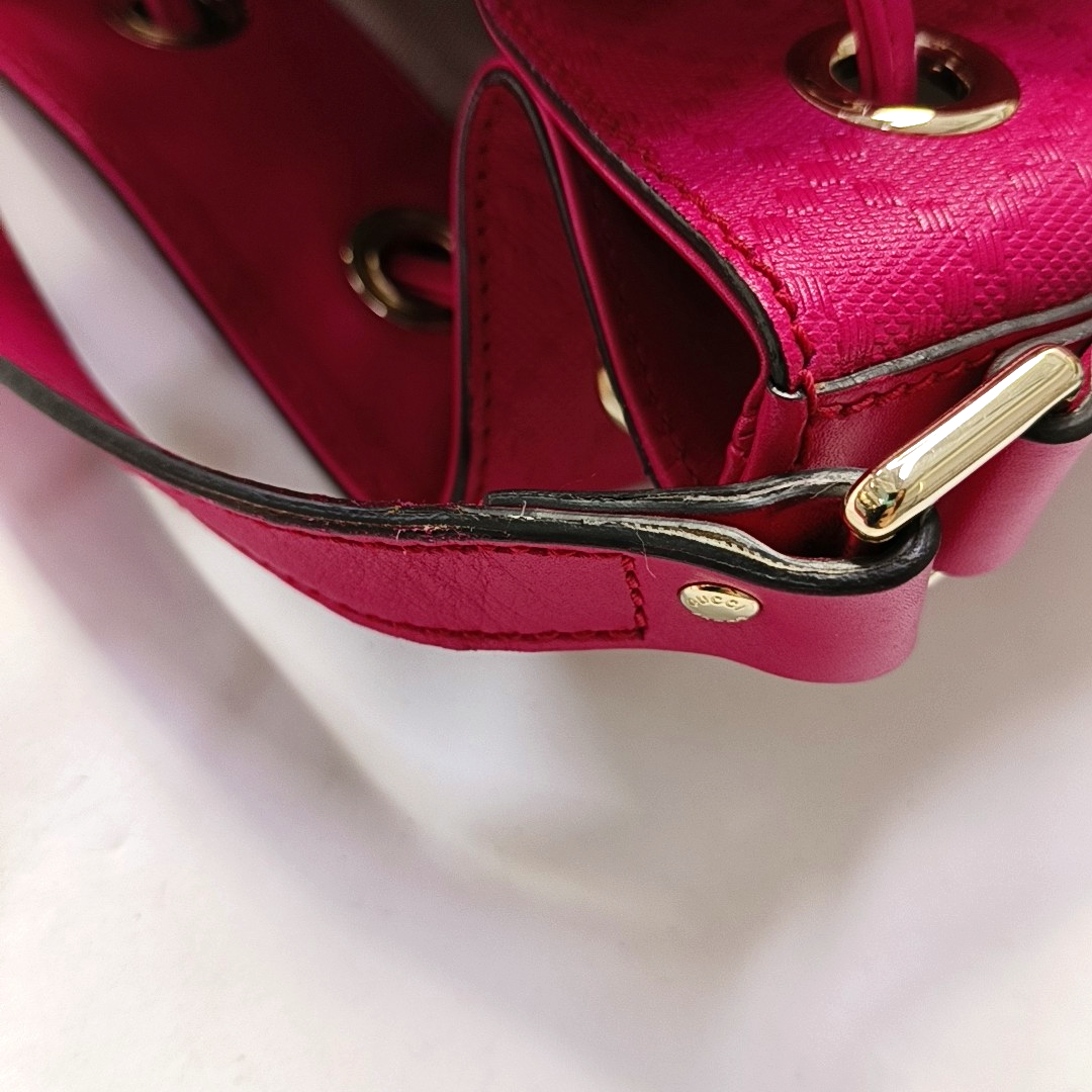 GUCCI Diamante Fuchsia Leather Patchwork Crossbody Shoulder Bag Golden hardware-(SKU)-956229075