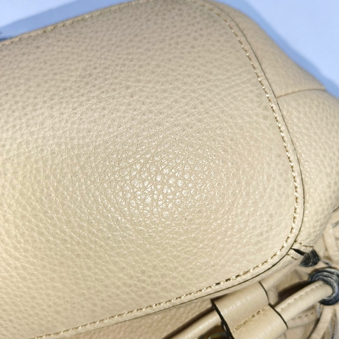REBECCA MINKOFF Lulu Khaki Leather Fringe Single Shoulder Bag Crossbody Handbag Golden hardware-(SKU)-935256738