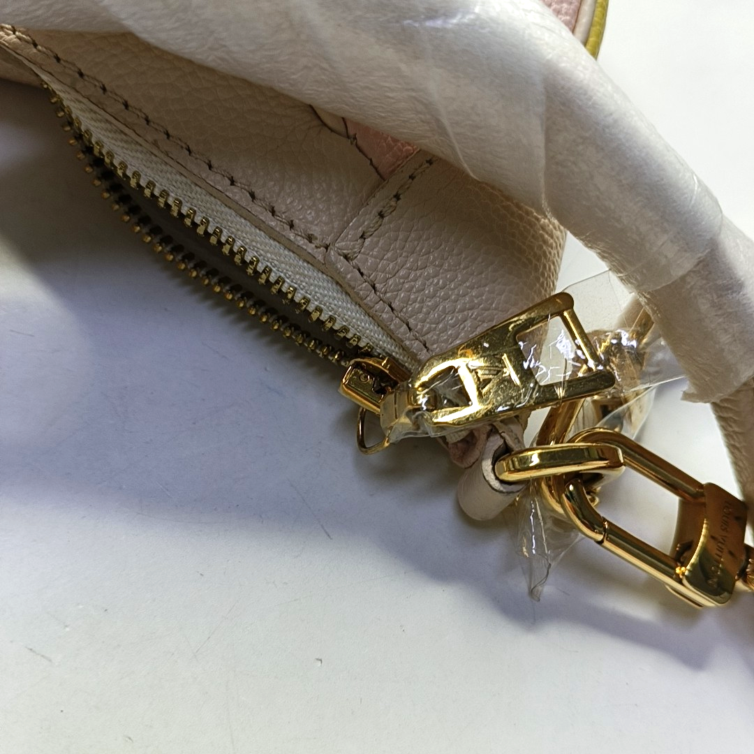 LOUIS VUITTON BAGATELLE Pink Calfskin Embossed Single Shoulder Bag Tote Bag Crossbody Bag Gold Hardware 2 Removable Straps-(SKU)-947832107