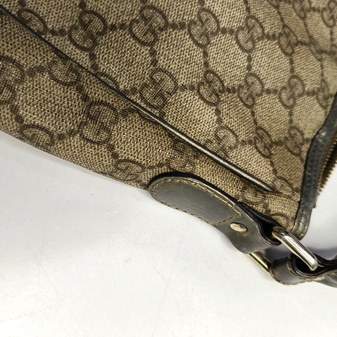 GUCCI Bardot Medium size Beige Coated Canvas Monogram Single Shoulder Bag Handbag Golden hardware-(SKU)-960390668