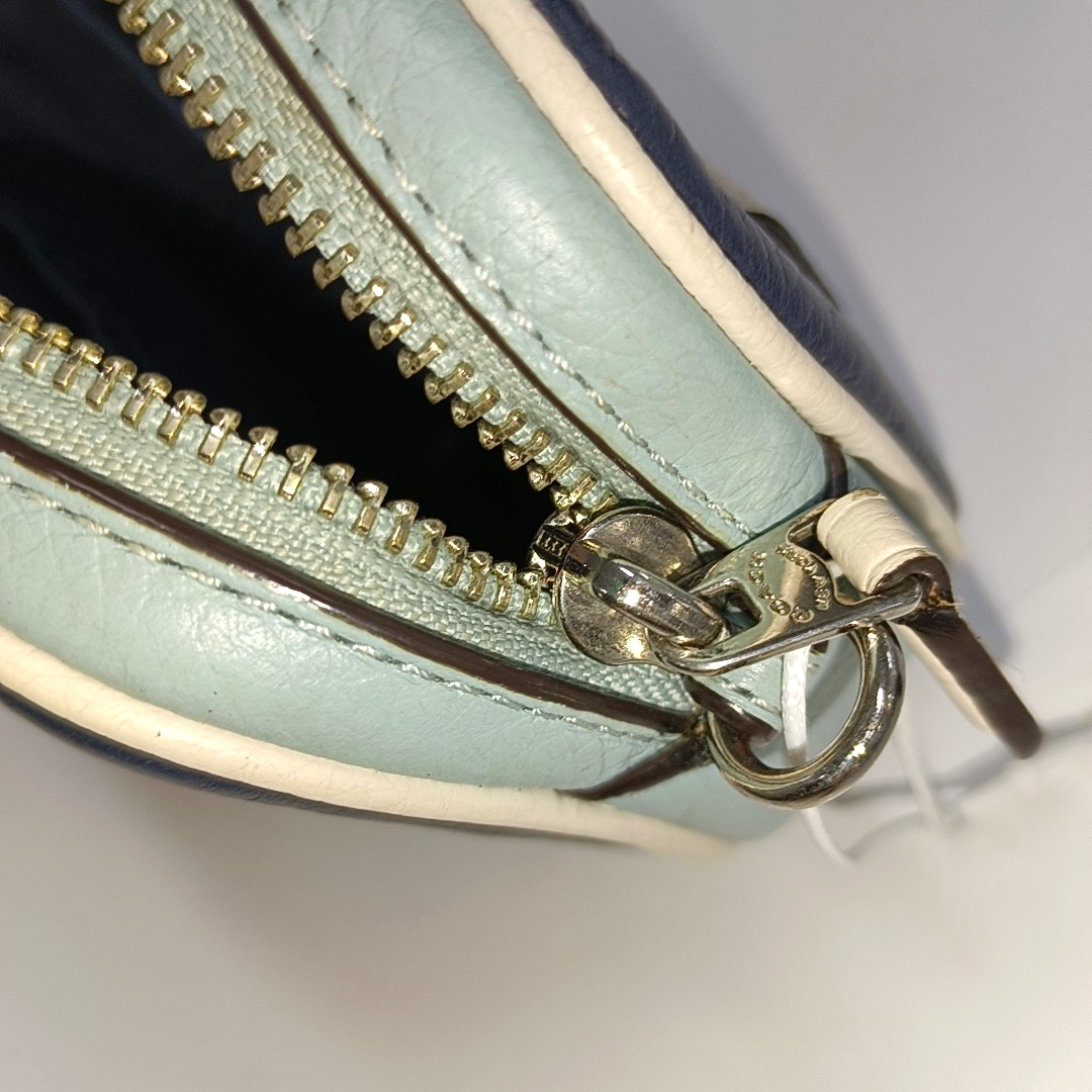 COACH Camera Bag Dark Blue Leather Textured Carriage Crossbody Bag Single Shoulder Bag Silver Hardware Removable shoulder strap-(SKU)-14387505