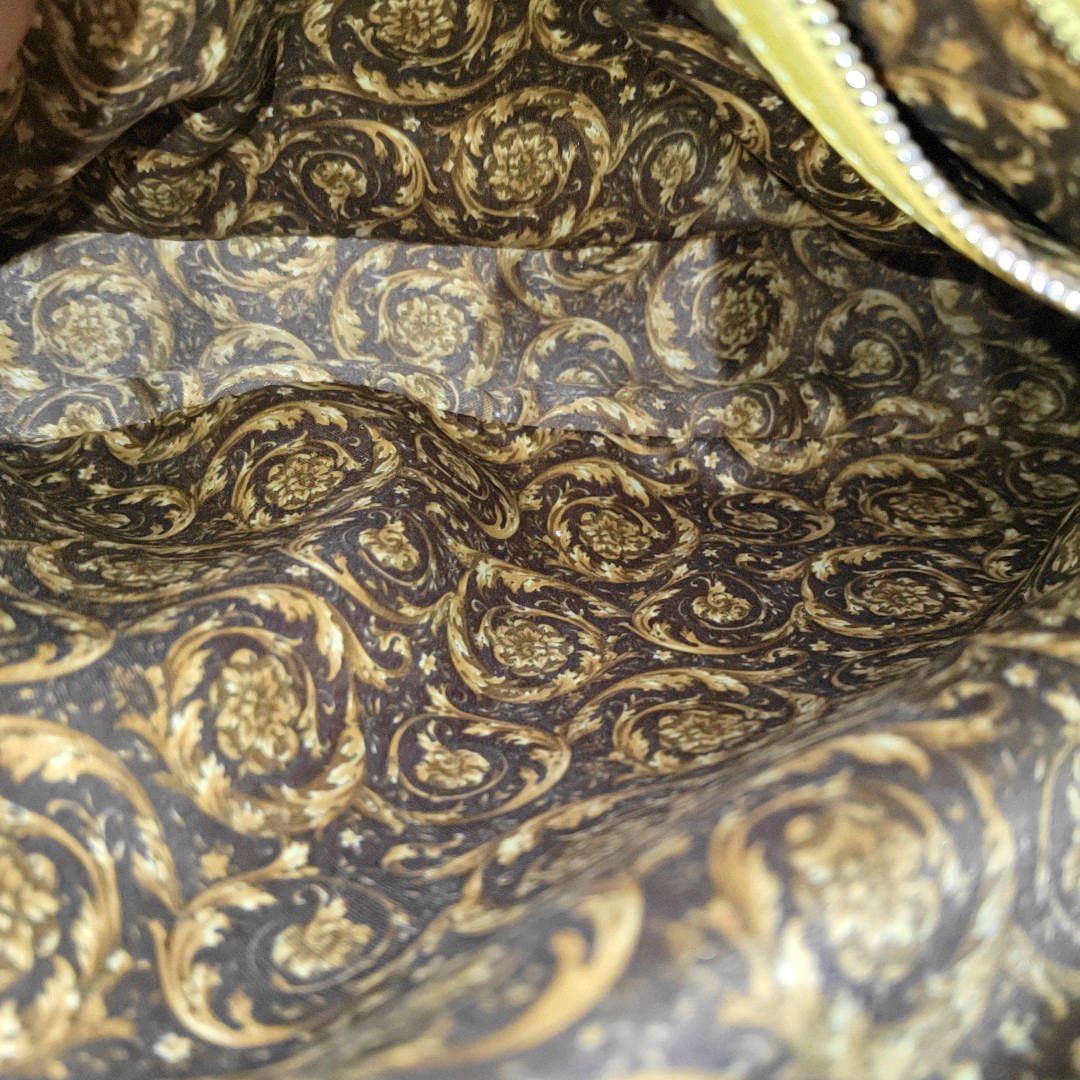 VERSACE Yellow Patent Leather Quilted Handbag Golden hardware-(SKU)-930265862