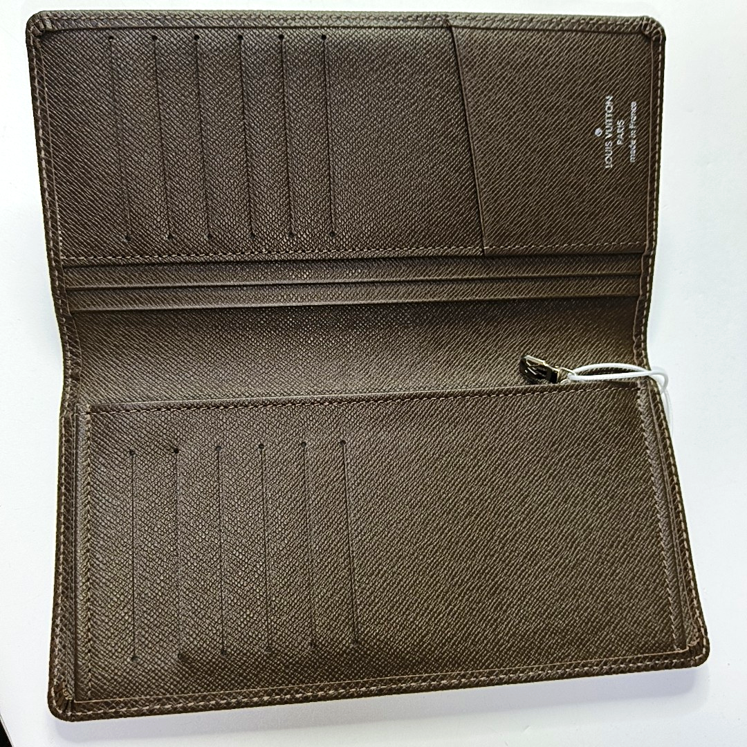 LOUIS VUITTON BRAZZA Brown Cowhide Wallet Silver Hardware Complete Accessories-(SKU)-956018546