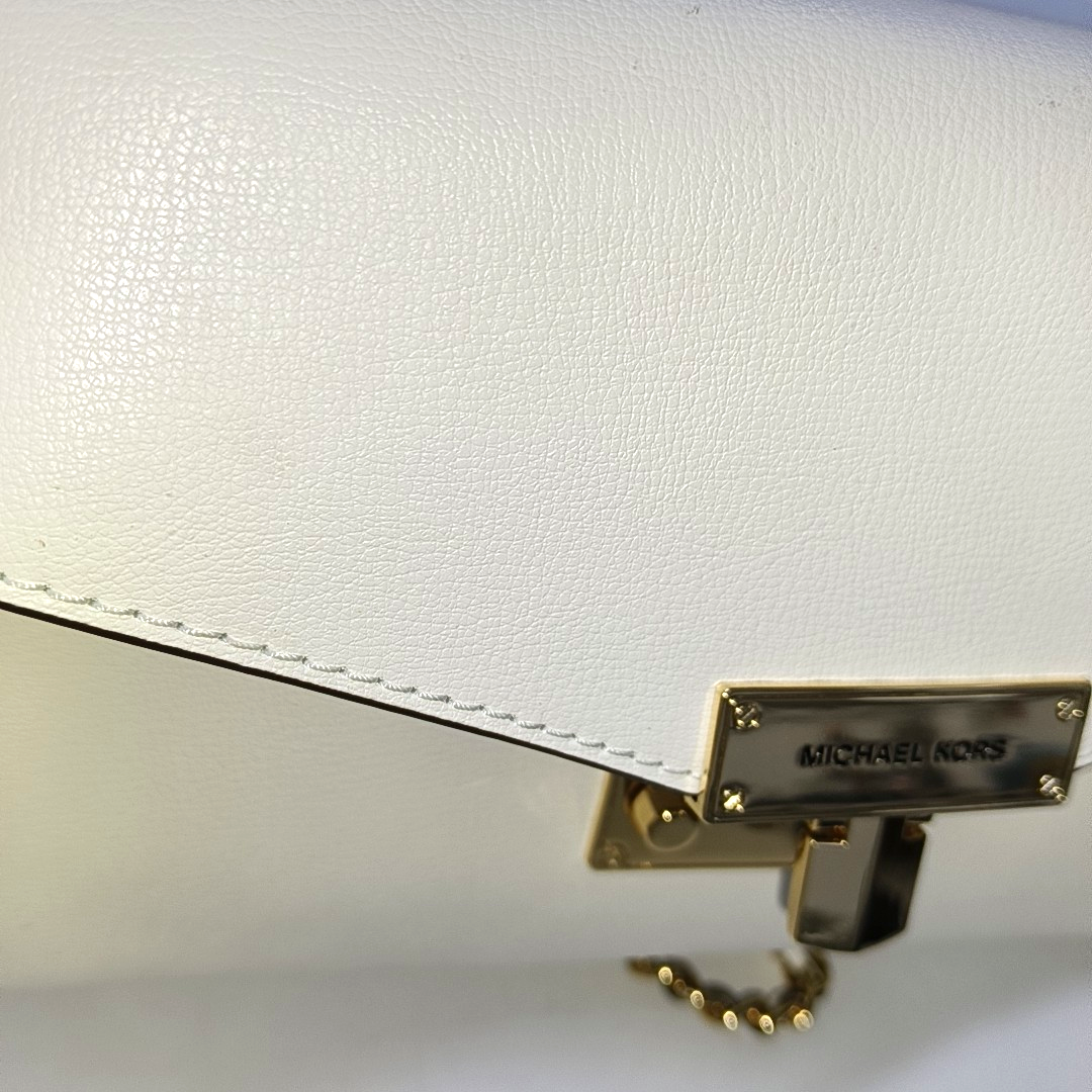 MICHAEL KORS Whitney Large size White Cowhide Single Shoulder Bag Crossbody Handbag Golden hardware-(SKU)-936827324