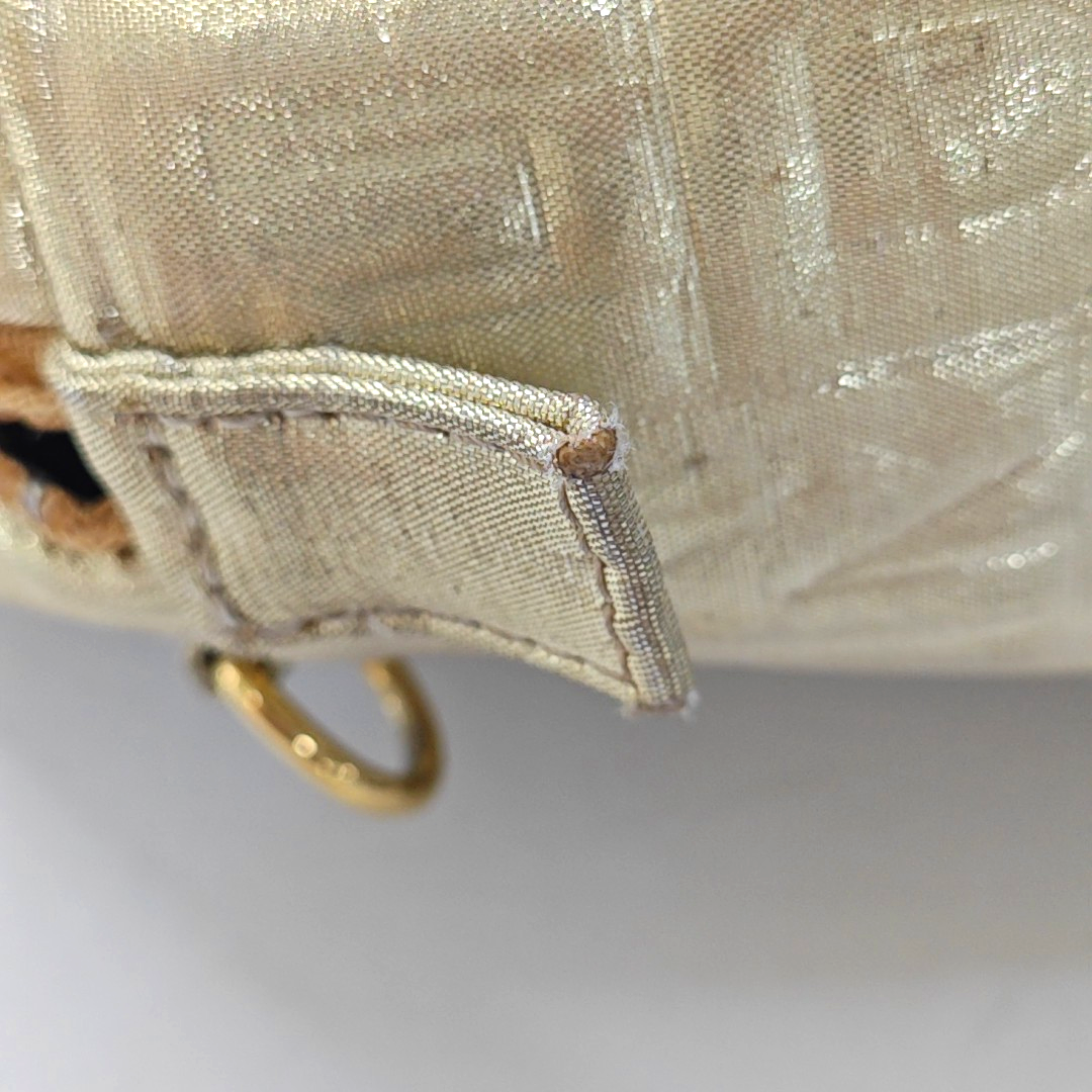 FENDI Gold Fabric Embossed Single Shoulder Bag Handbag Golden hardware Removable shoulder strap-(SKU)-948887695