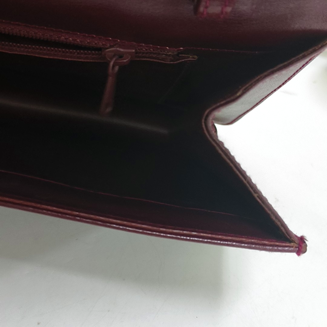 CELINE Burgundy Leather Single Shoulder Bag Golden hardware Removable shoulder strap-(SKU)-954657599