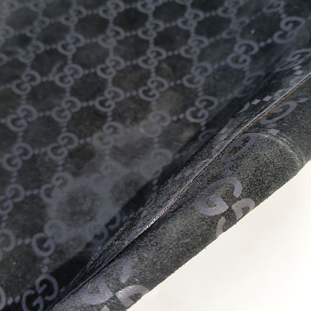 GUCCI Black Suede Single Shoulder Bag Silver Hardware Sub-bag-(SKU)-14221484
