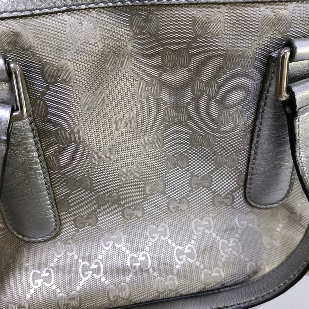GUCCI Guccissima Silver Coated Canvas Monogram Handbag Silver Hardware-(SKU)-951869728