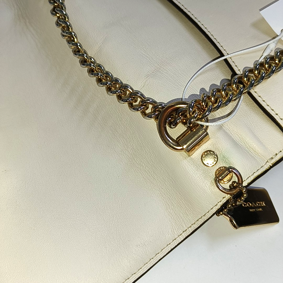 COACH KLARE Beige Leather Old Flower Embossed Crossbody Bag Shoulder Bag Golden hardware-(SKU)-942136285