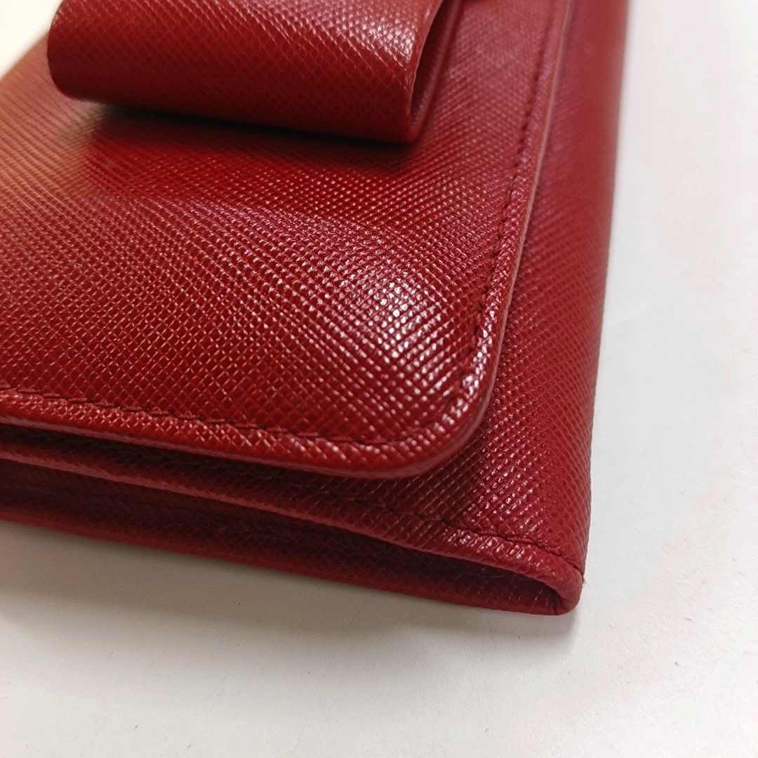 PRADA Fiocco Bow Red Leather Wallet Golden hardware-(SKU)-945456759