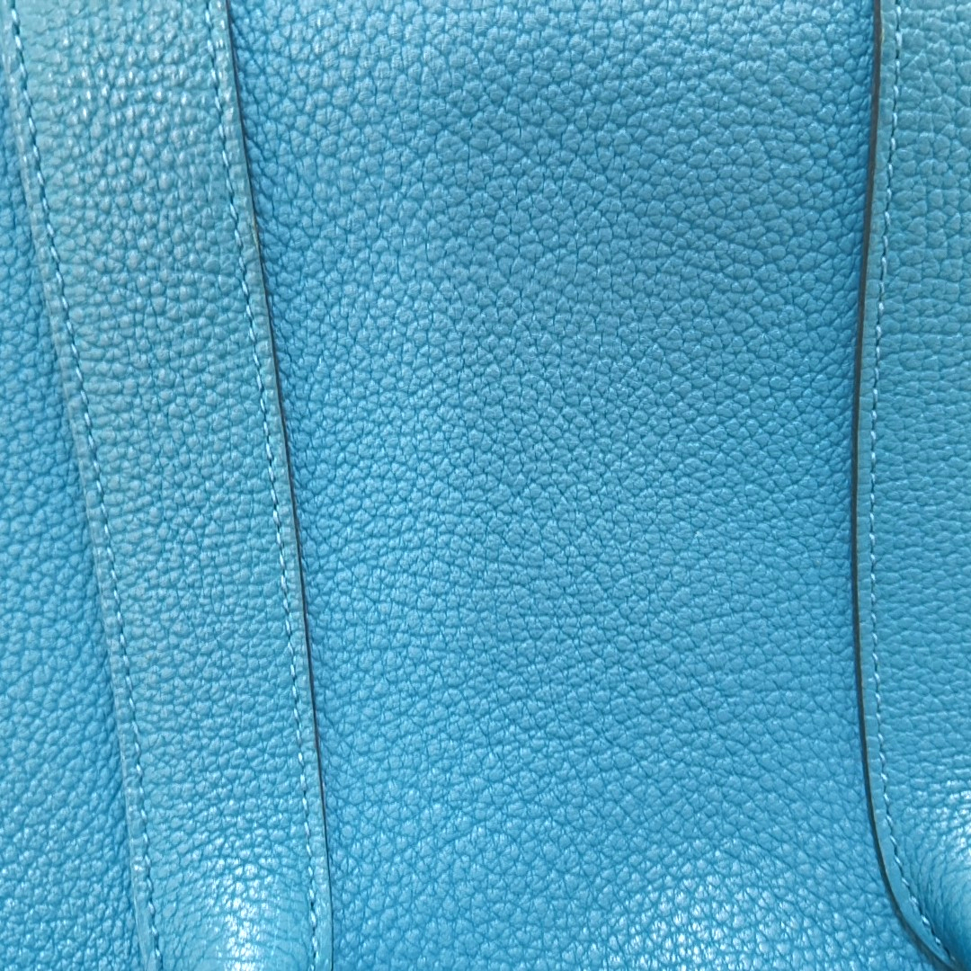 HERMÈS Garden Party 30 Duck Blue Negonda Small Bull Leather Tote Handbag with Silver Hardware-(SKU)-957462483