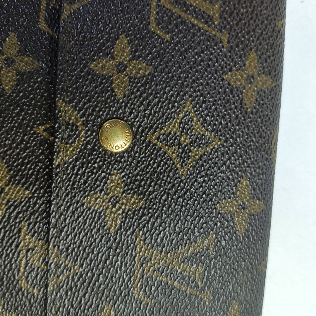 LOUIS VUITTON Brown Coated Canvas Monogrammed Tote Handbag Golden hardware Vintage model-(SKU)-944491586