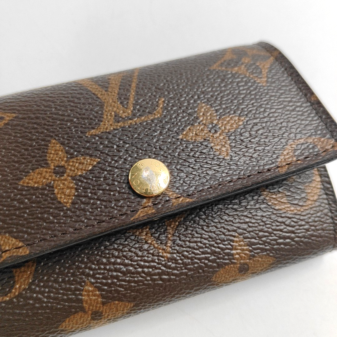 LOUIS VUITTON Brown Coated Canvas Monogram Key Bag Golden hardware-(SKU)-944332250
