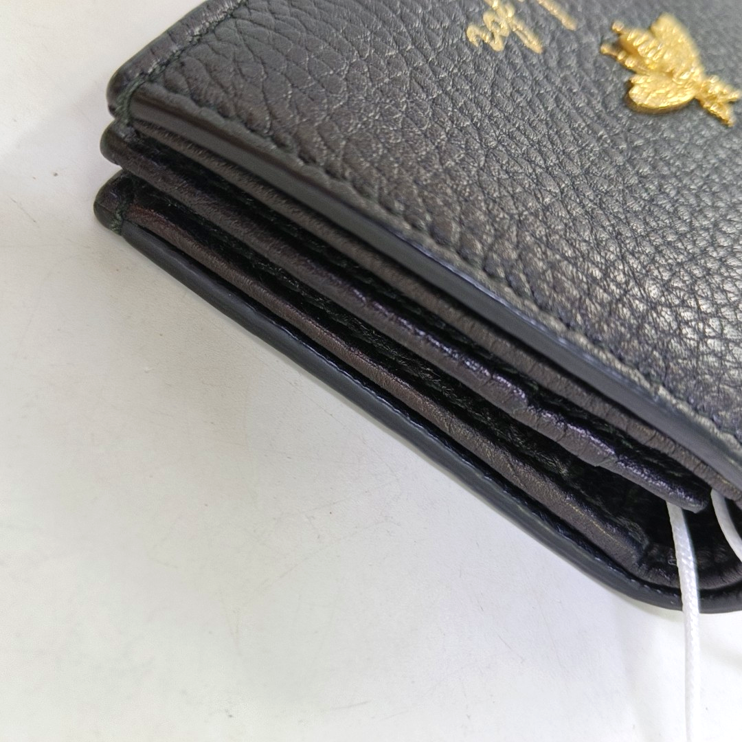 GUCCI Animalier Black Leather Printed Wallet Golden hardware-(SKU)-959022609