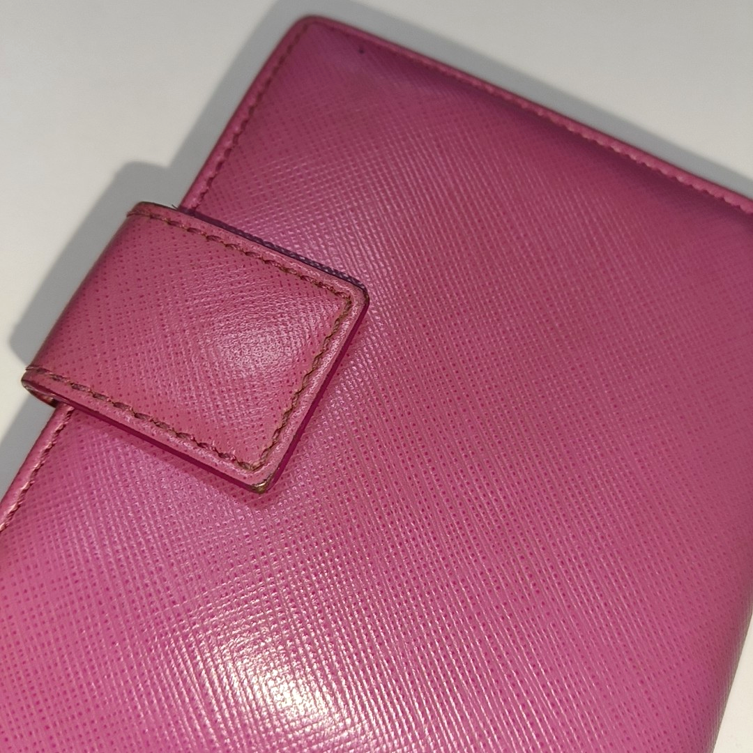 FERRAGAMO Vara Pink Leather Embossed Wallet Golden hardware-(SKU)-930486413