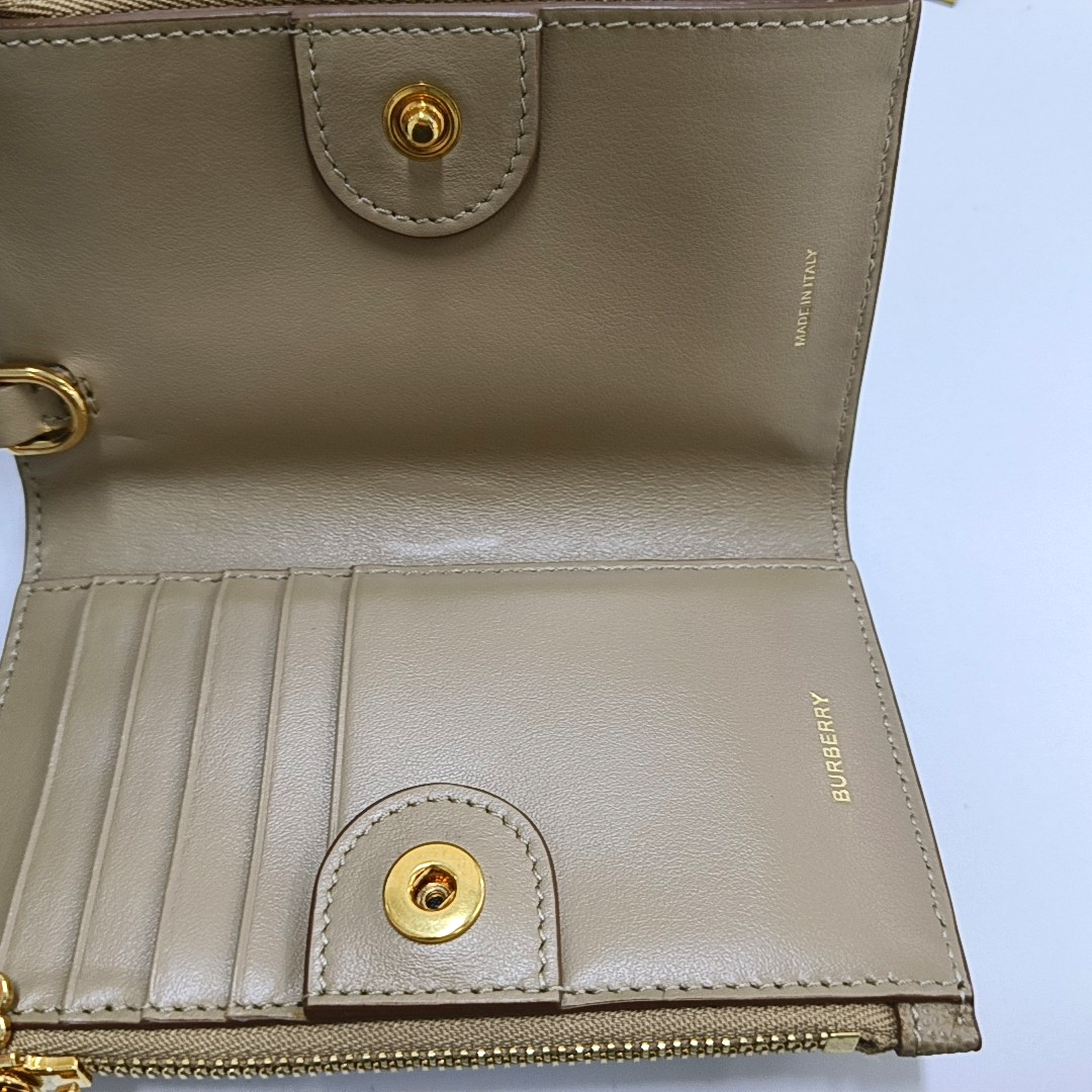 BURBERRY 卡其色牛皮TB钱包 Golden hardware-(SKU)-957423070