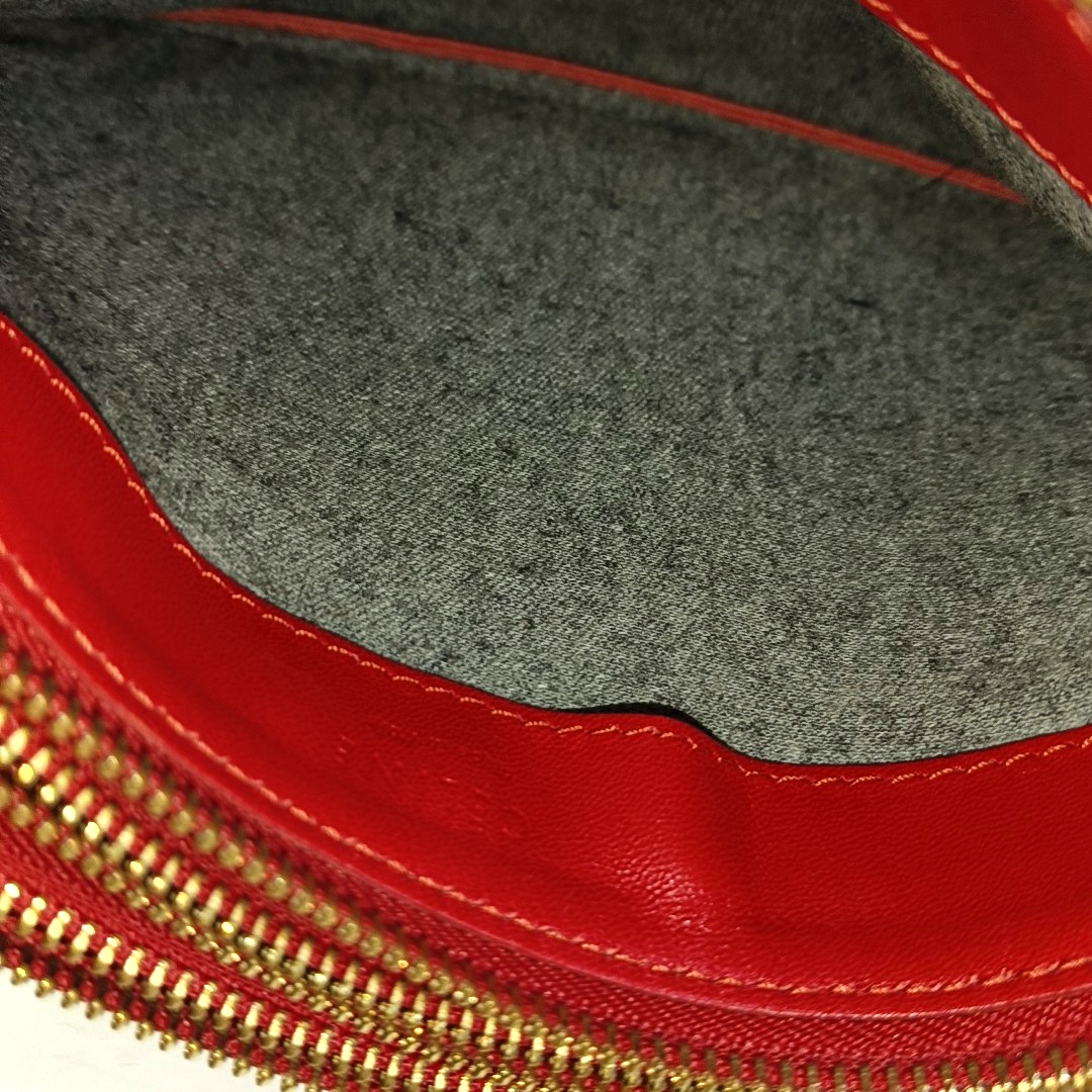 CELINE TRIO Small size Red Cowhide Crossbody Single Shoulder Bag Golden hardware Sub-bag-(SKU)-929979475