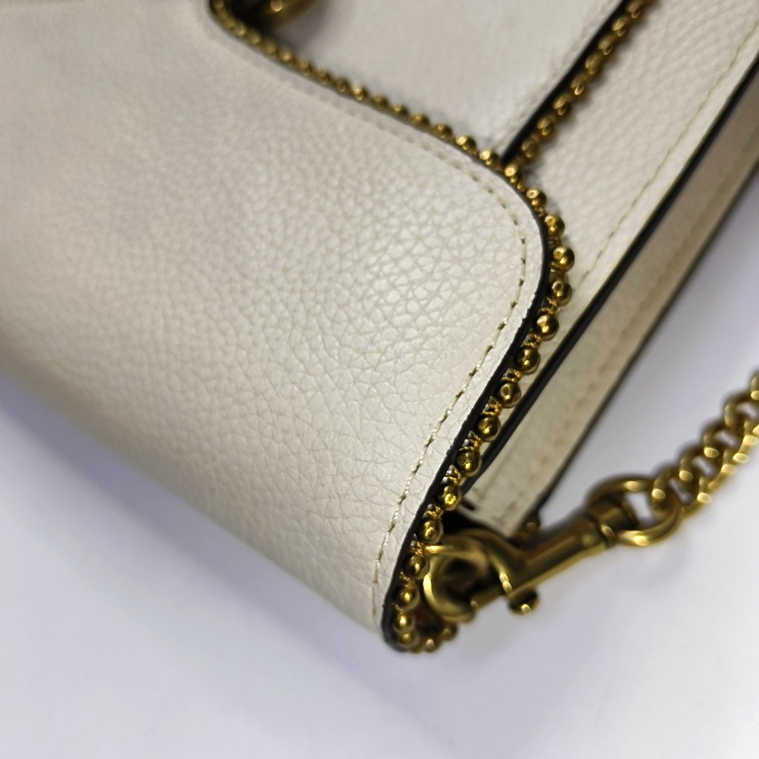 COACH TABBY White Leather Single Shoulder Bag Golden hardware Removable shoulder strap-(SKU)-939762938