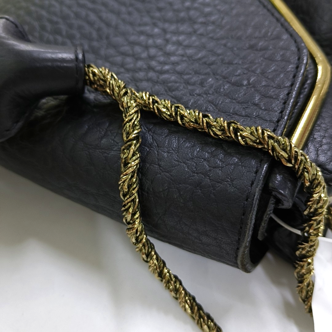 Chloé Sally Medium size Black Leather Single Shoulder Bag Golden hardware-(SKU)-947220516