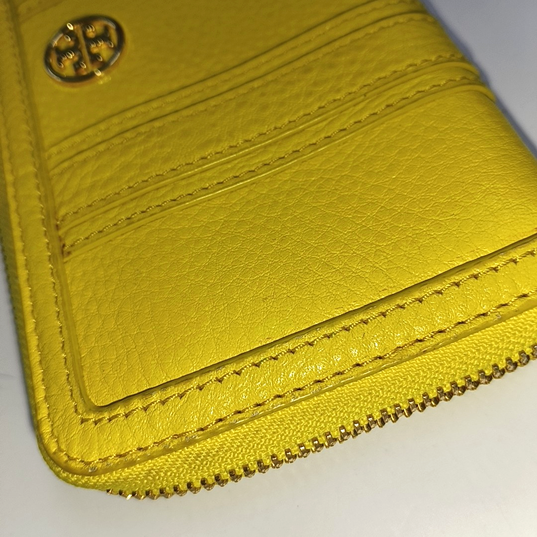 TORY BURCH Walker Yellow Leather Wallet Golden hardware-(SKU)-942221638