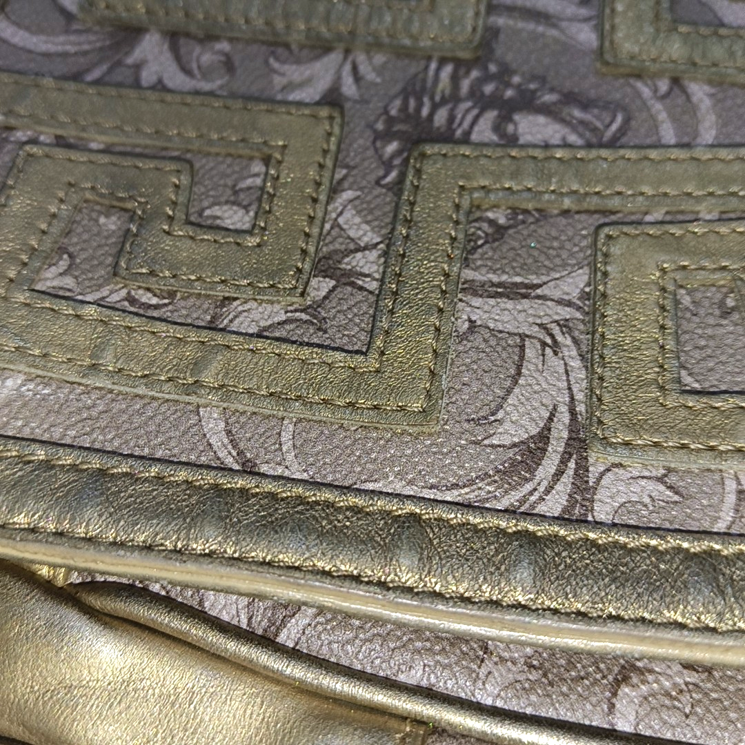 VERSACE Brown Coated Canvas Quilted Single Shoulder Bag Golden hardware-(SKU)-13724290