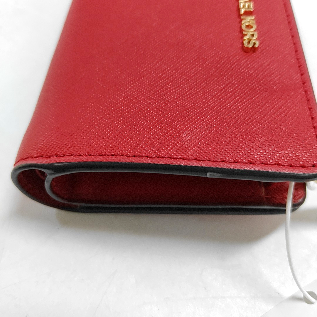 MICHAEL KORS Jet Set TravelRed leather embossed wallet-(SKU)-942953217