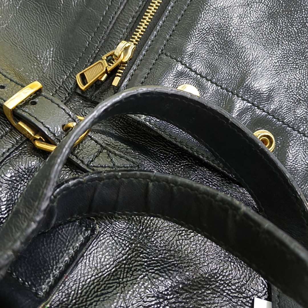 YSL Black Cowhide Studs Tote Handbag Golden hardware-(SKU)-956655184