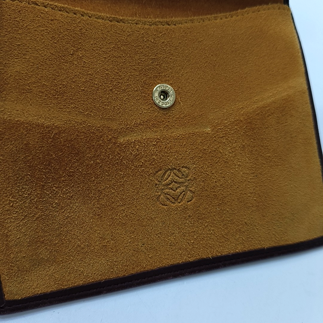 LOEWE Brown Suede Leather Wallet Golden hardware-(SKU)-952660066