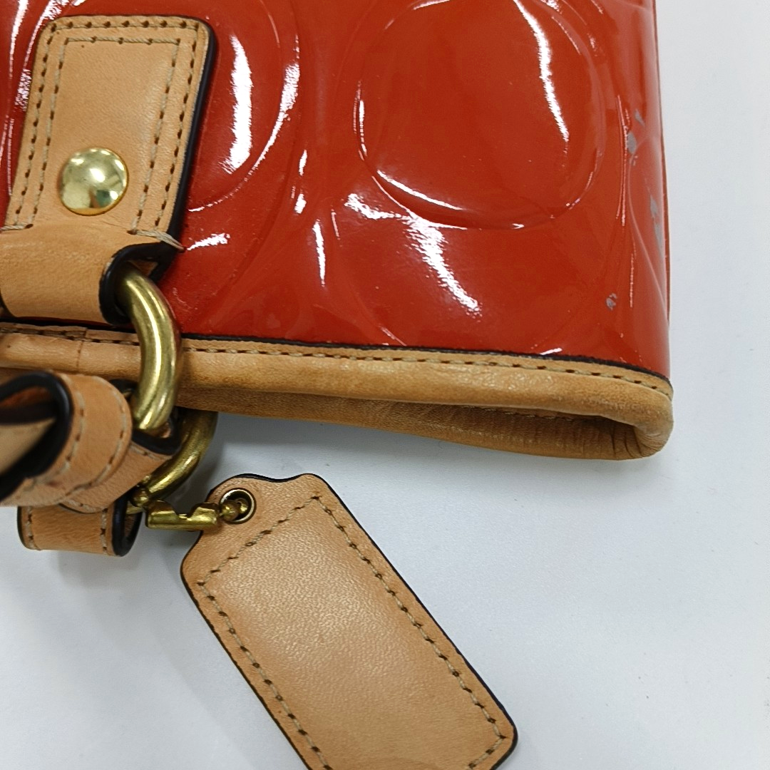 COACH Tote bag Crimson Patent Leather Monogram Embossed Single Shoulder Bag Crossbody Bag Handbag Silver Hardware-(SKU)-11812789