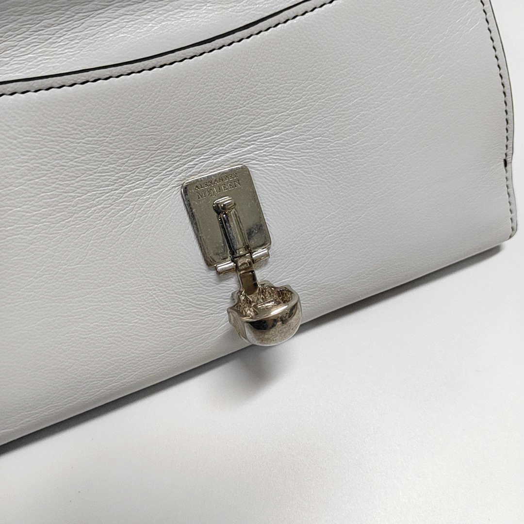 Alexander McQUEEN White Cowhide Wallet Silver Hardware-(SKU)-952748431