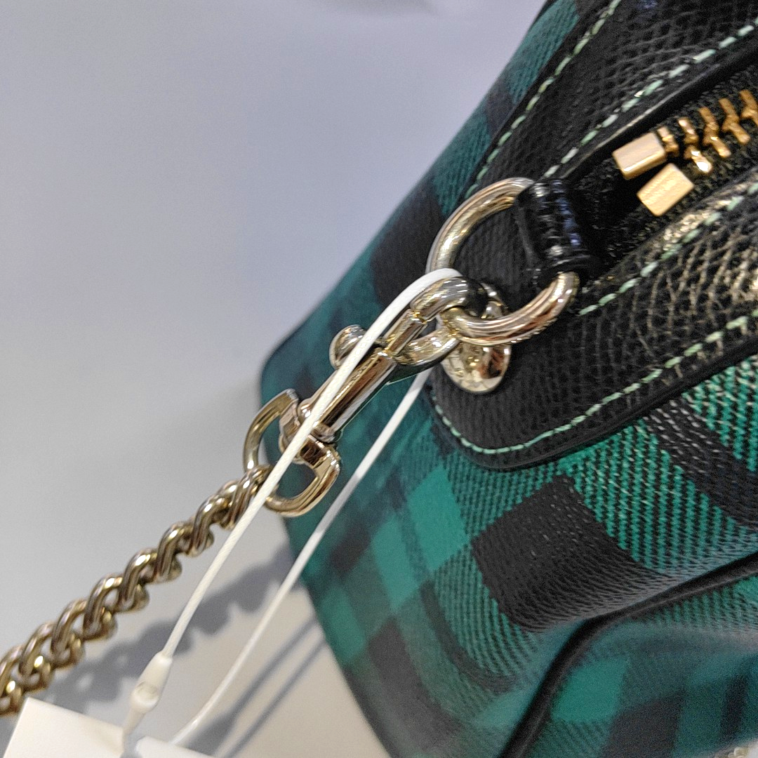 COACH BENNETT Medium size Green Coated Canvas Studs Shoulder Bag Crossbody Hobo Golden hardware Removable shoulder strap-(SKU)-942282221