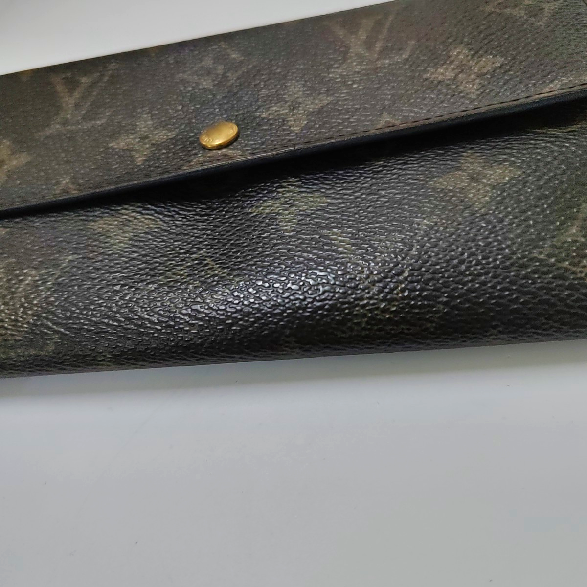 LOUIS VUITTON PORTE MONNAIE Large size Brown coated canvas vintage wallet Golden hardware-(SKU)-944949286