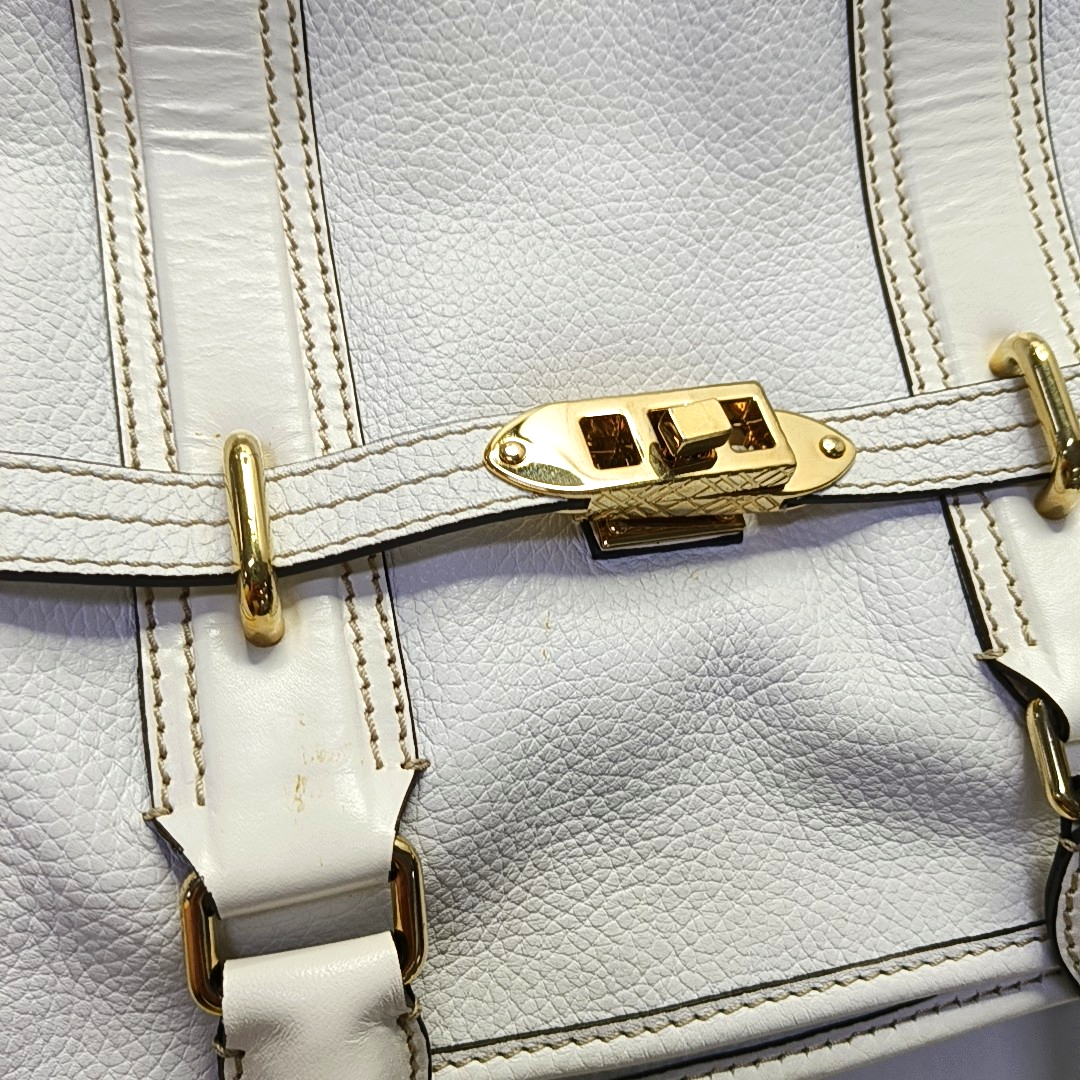 BURBERRY Minford Small size White Cowhide Single Shoulder Handbag Crossbody Bag Golden hardware Removable shoulder strap-(SKU)-952428263