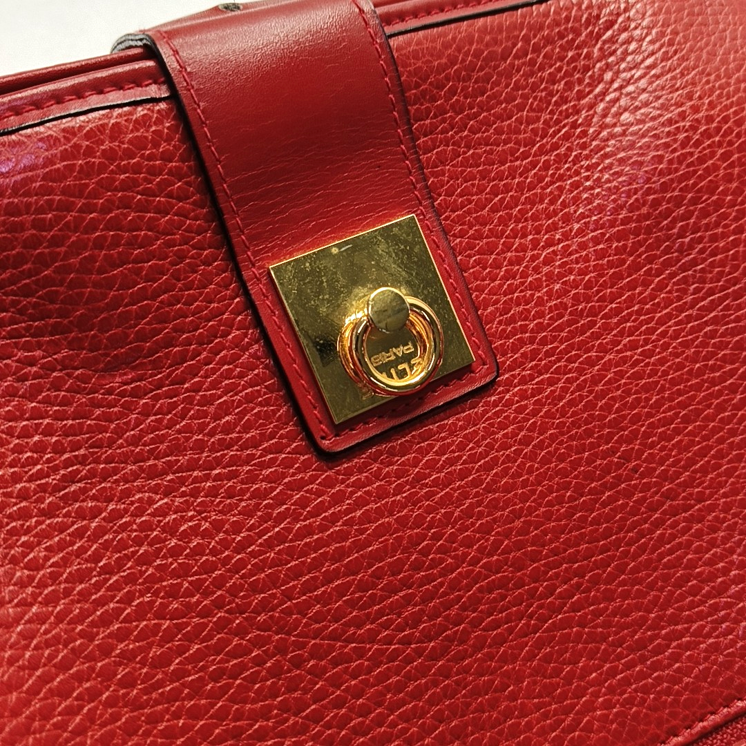 CELINE Red Leather Crossbody Bag Golden hardware-(SKU)-959494313