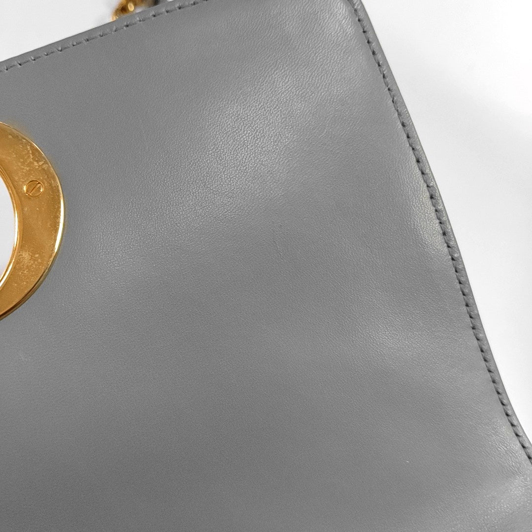 DIOR Dior Caro Medium Gray Calfskin Quilted Crossbody Bag Single Shoulder Bag Gold Hardware Removable Strap-(SKU)-969611212