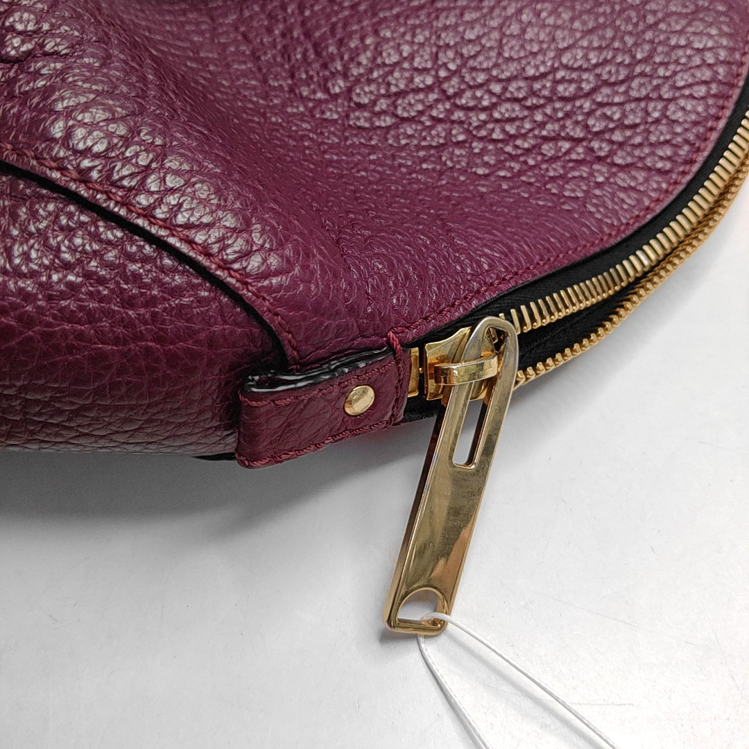 BURBERRY Clifton Plum Purple Cowhide Tote Bag Golden hardware-(SKU)-944416398
